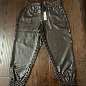 BCBG Brown Faux Leather Joggers NWT